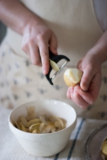 peeling organic pears